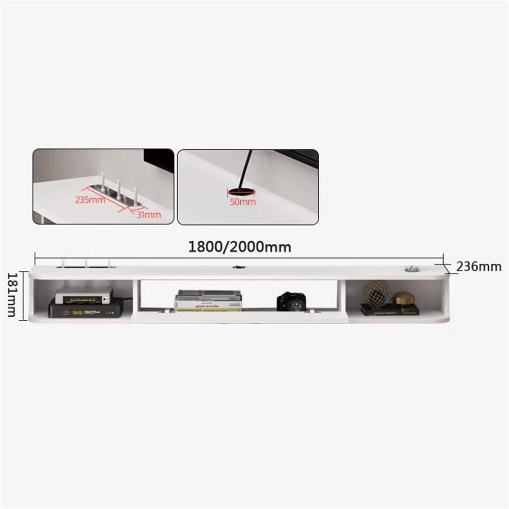 White Wall Mounted Floating TV Cabinet with Shelves C1700