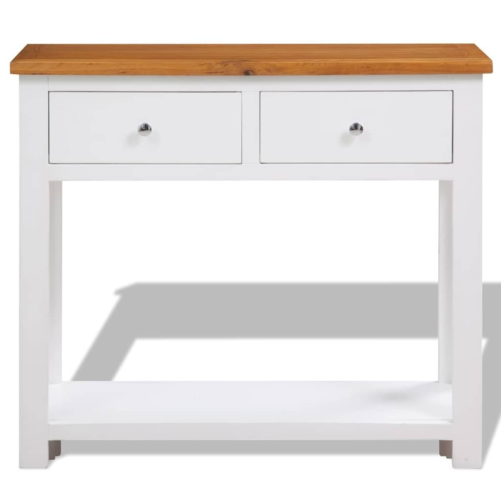 Solid Oak Wood Console Table with Drawers I4281