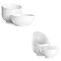 7" & 4.5" White Ceramic Bowls Set of 4 L8127