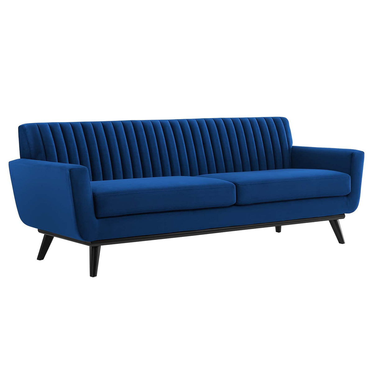Navy Channel Tufted Performance Velvet Sofa W3830