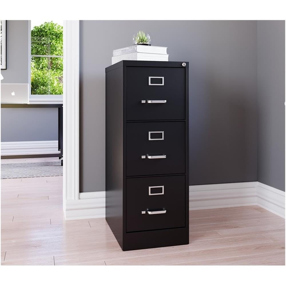 3 Drawer Black Metal Filing Cabinet P61084