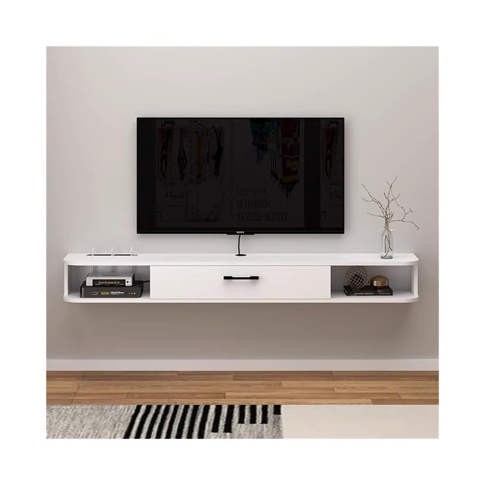 White Wall Mounted Floating TV Cabinet with Shelves C1700