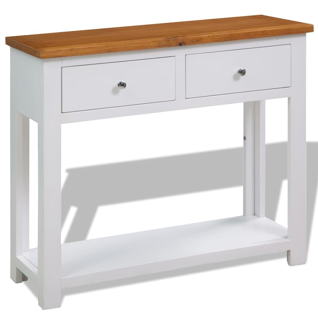 Solid Oak Wood Console Table with Drawers I4281