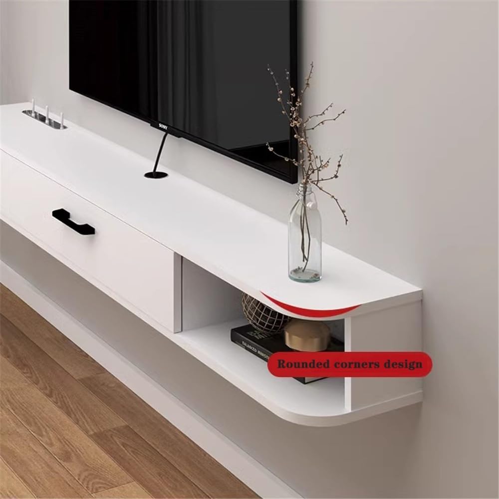 White Wall Mounted Floating TV Cabinet with Shelves C1700