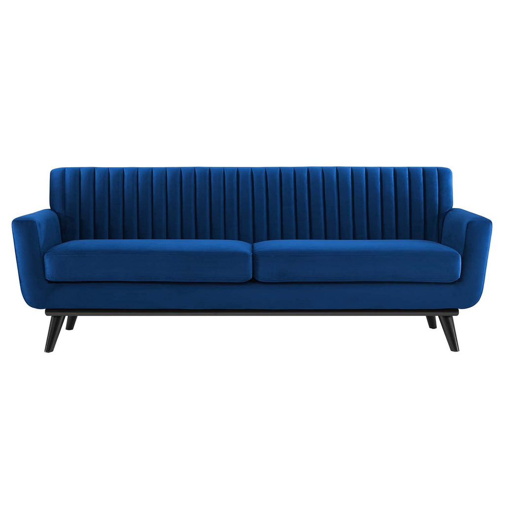 Navy Channel Tufted Performance Velvet Sofa W3830