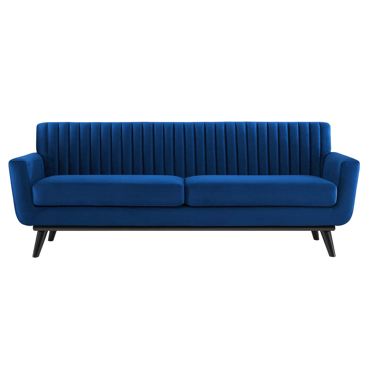 Navy Channel Tufted Performance Velvet Sofa W3830