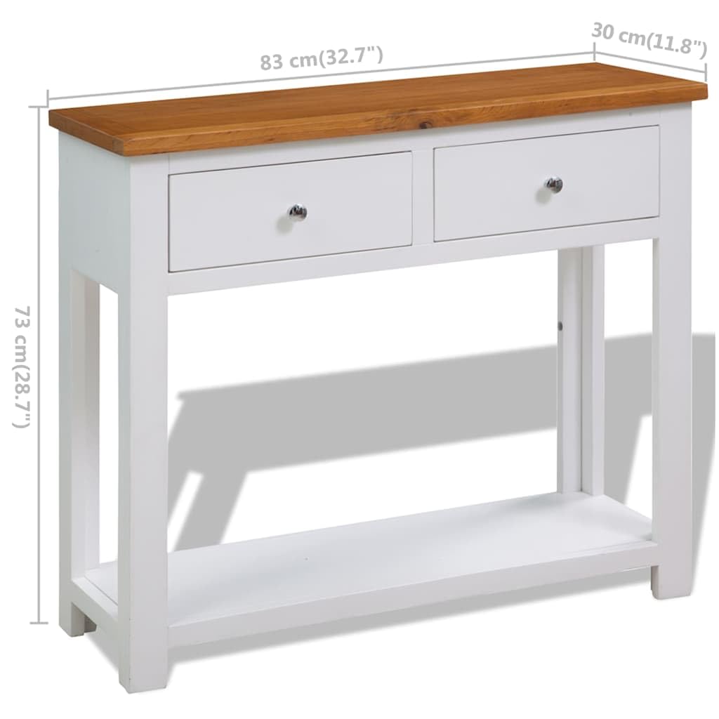 Solid Oak Wood Console Table with Drawers I4281