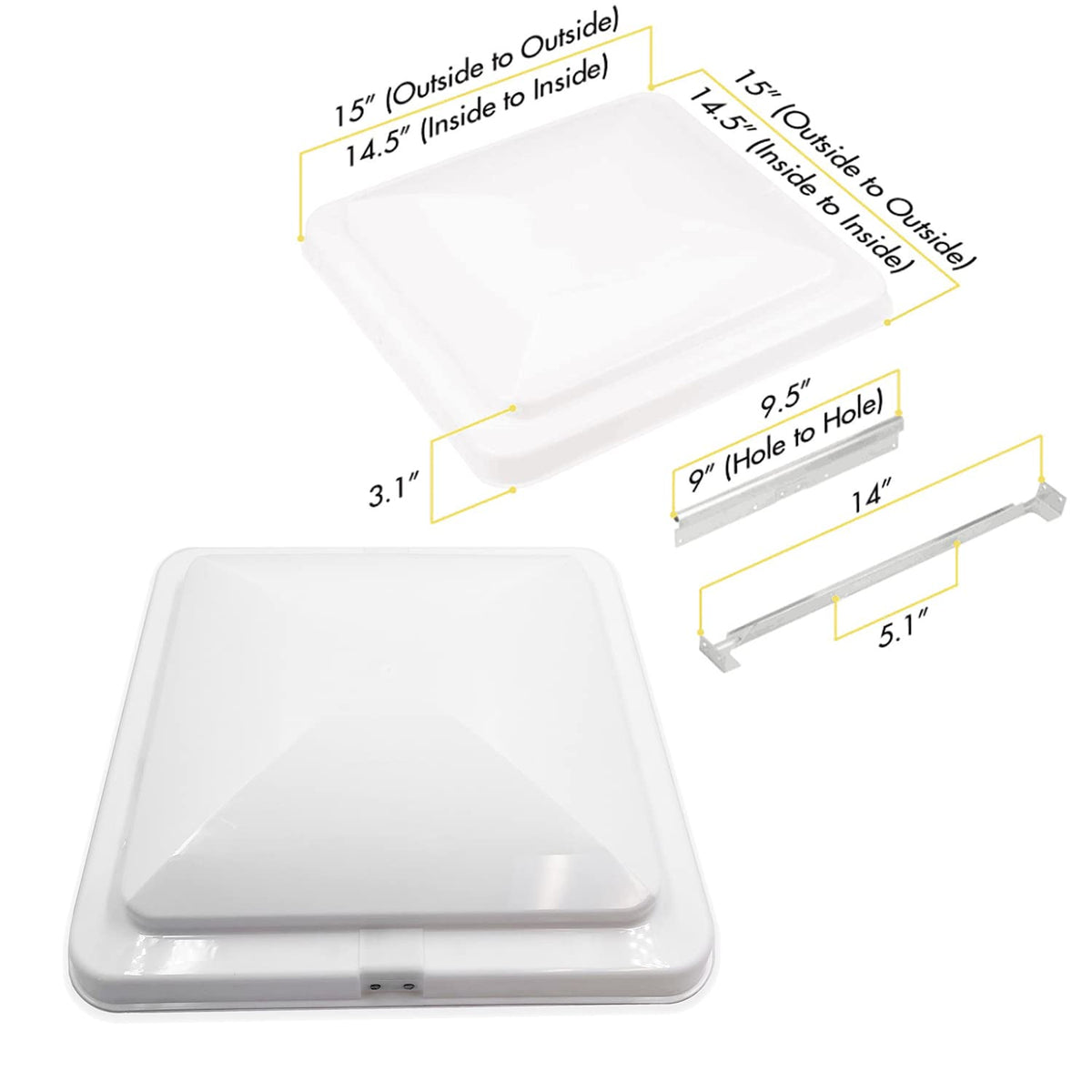 14" x 14" RV Roof Vent Lid Cover 2 Pack Impact-Resistant Z49702