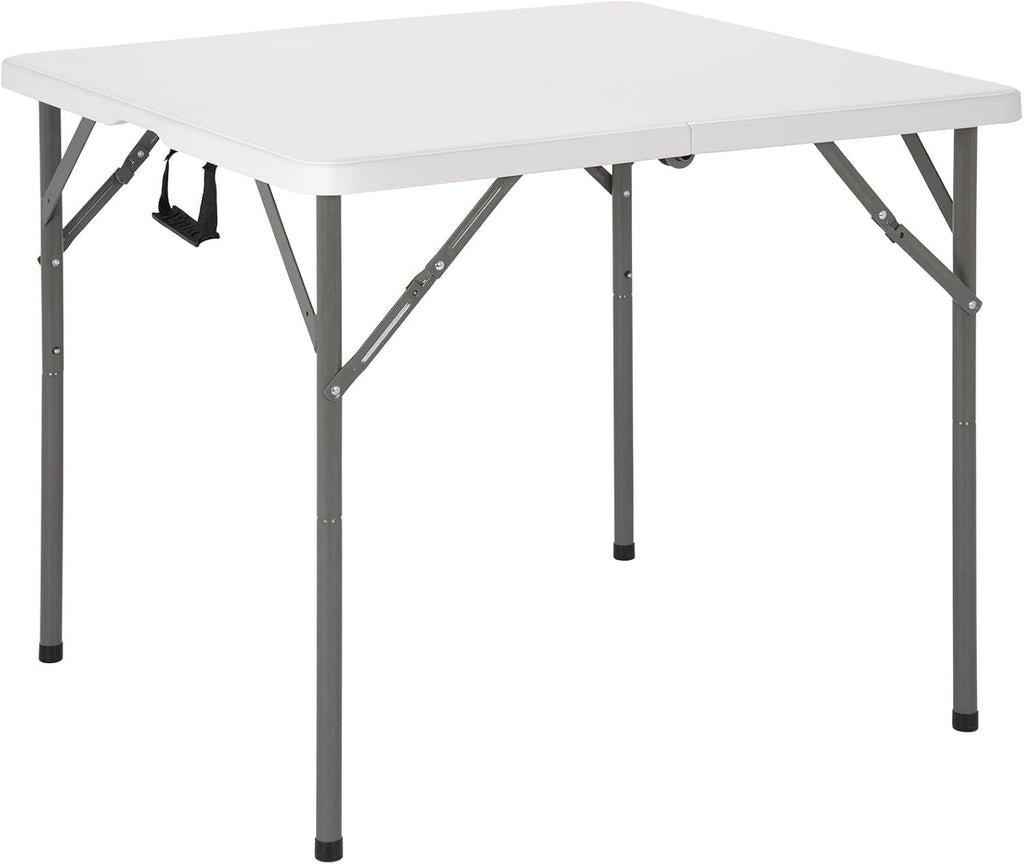 34'' White Folding Card Table with Handle & Steel Legs N118
