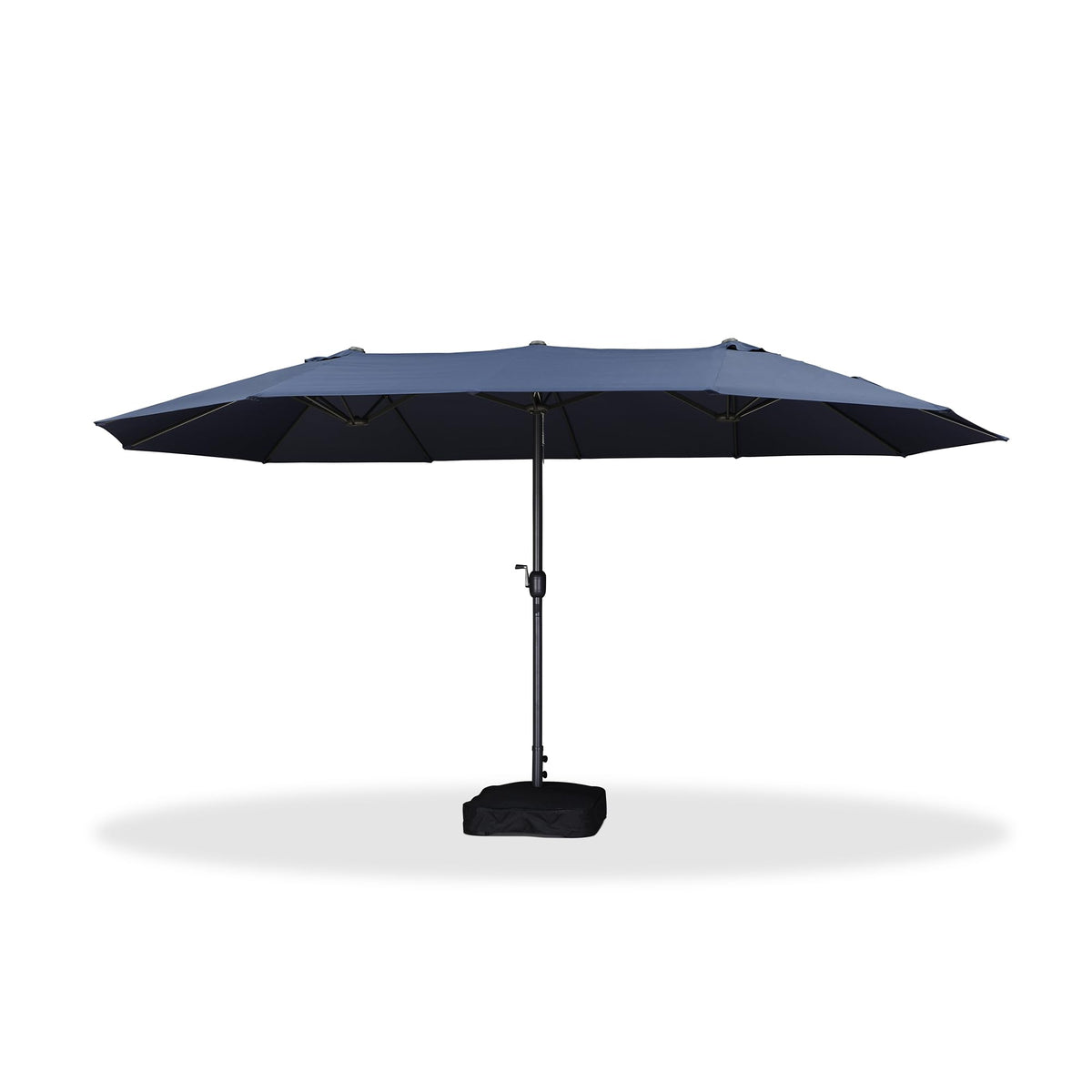 15ft Double-Sided Navy Blue Patio Umbrella with Base H59673