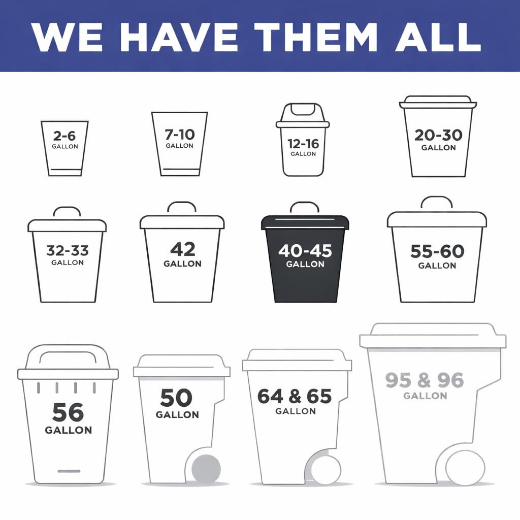 Black 40-45 Gallon Heavy Duty 1.5 Mil Trash Bags Pack of 100 F55553