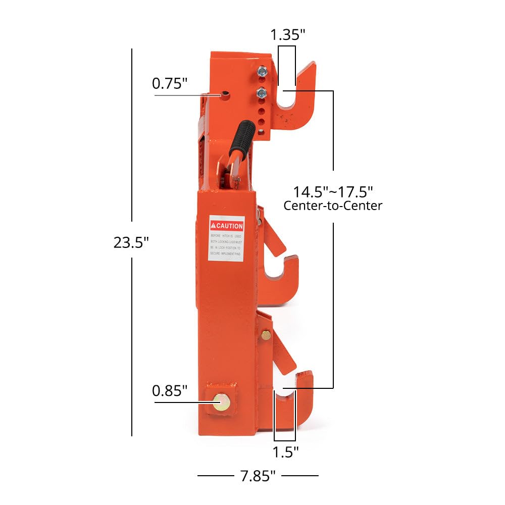 3 Point Quick Hitch Category 1 Tractor 3000 LB Lifting Capacity Orange B603