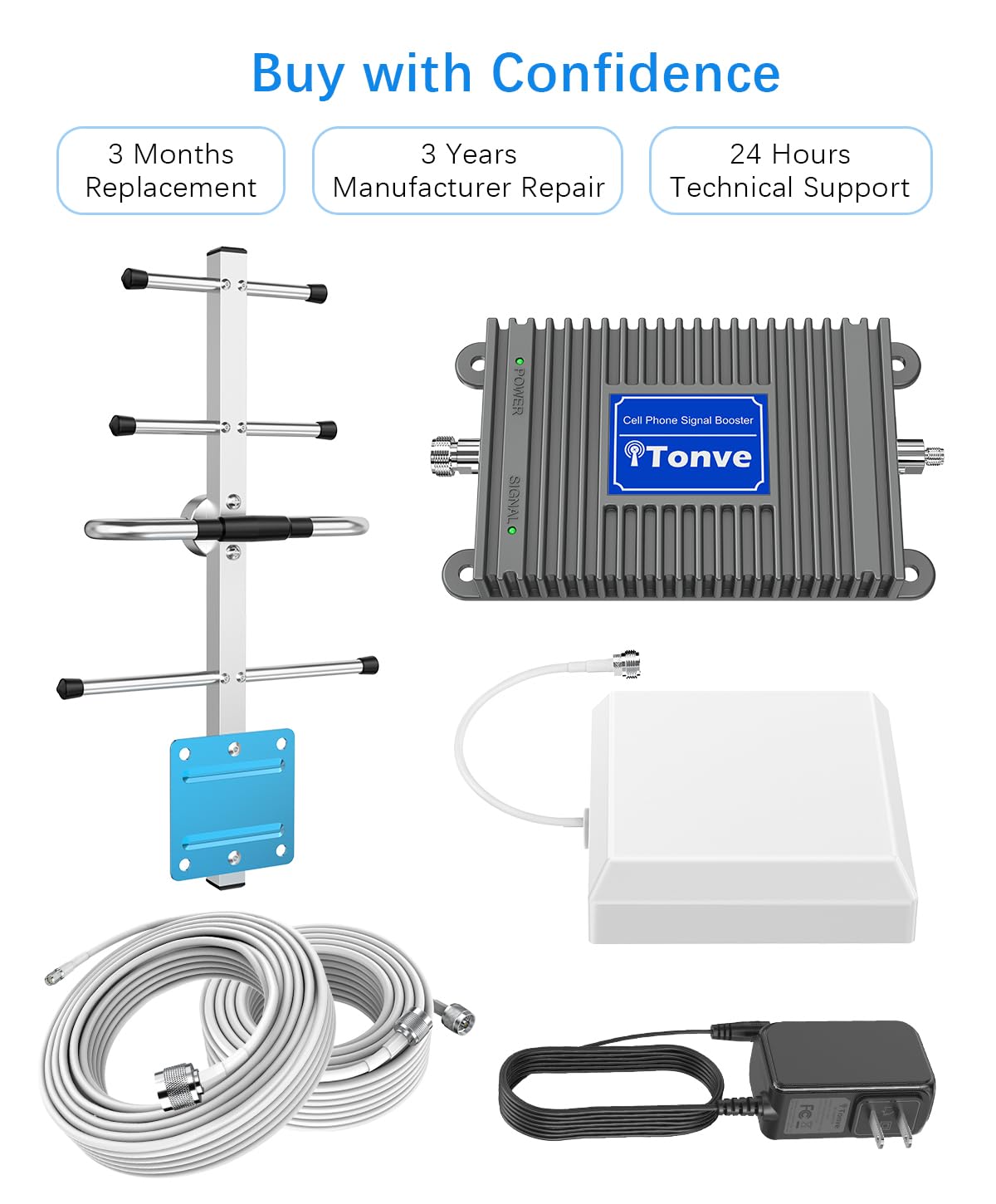 Cell Phone Signal Booster Kit with High Gain Antennas W815243