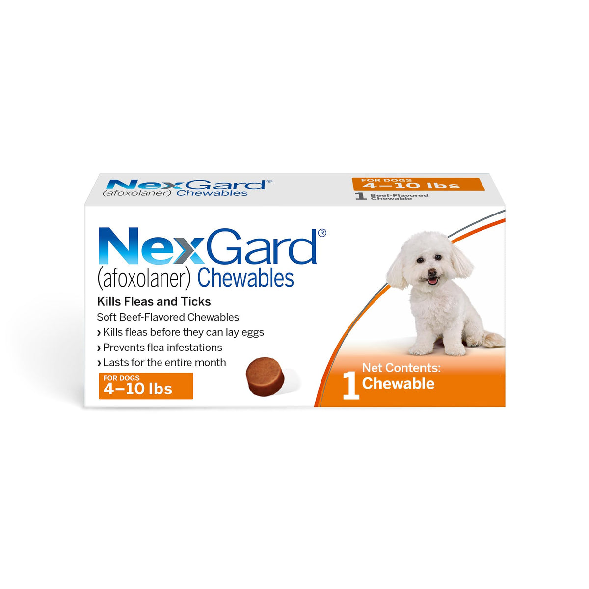 Flea and Tick Chewables for Dogs 4 to 10 lbs Beef Flavored G588885