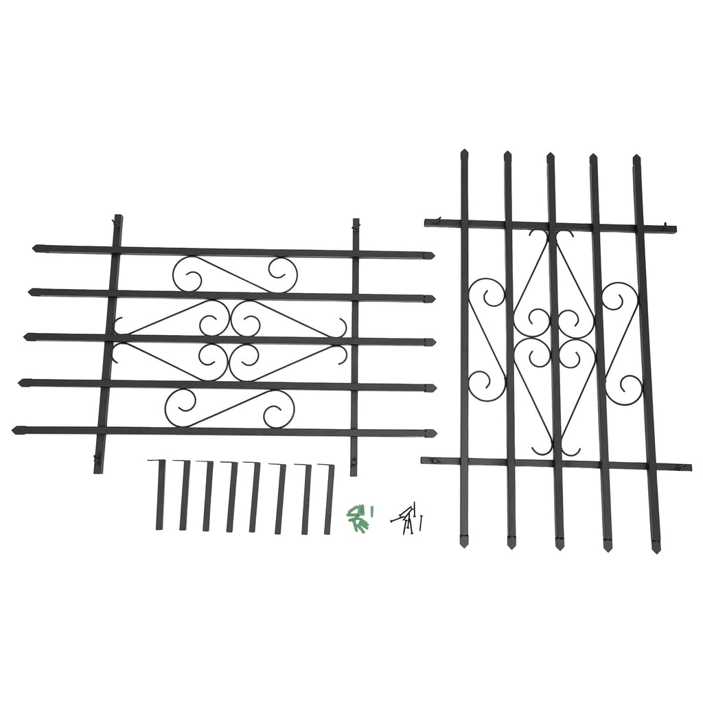 Black 24 x 36 Inch 2PCS Heavy Duty Window Security Bars X822