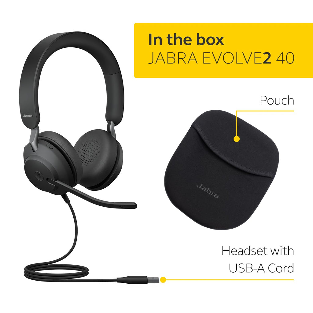 Wired Stereo Noise-Cancelling Headset with 3-Microphone Call Technology and USB-A Cable Black K351