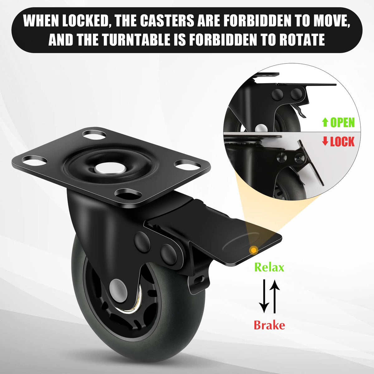 3” Lock Casters Set of 4 Heavy Duty O94256