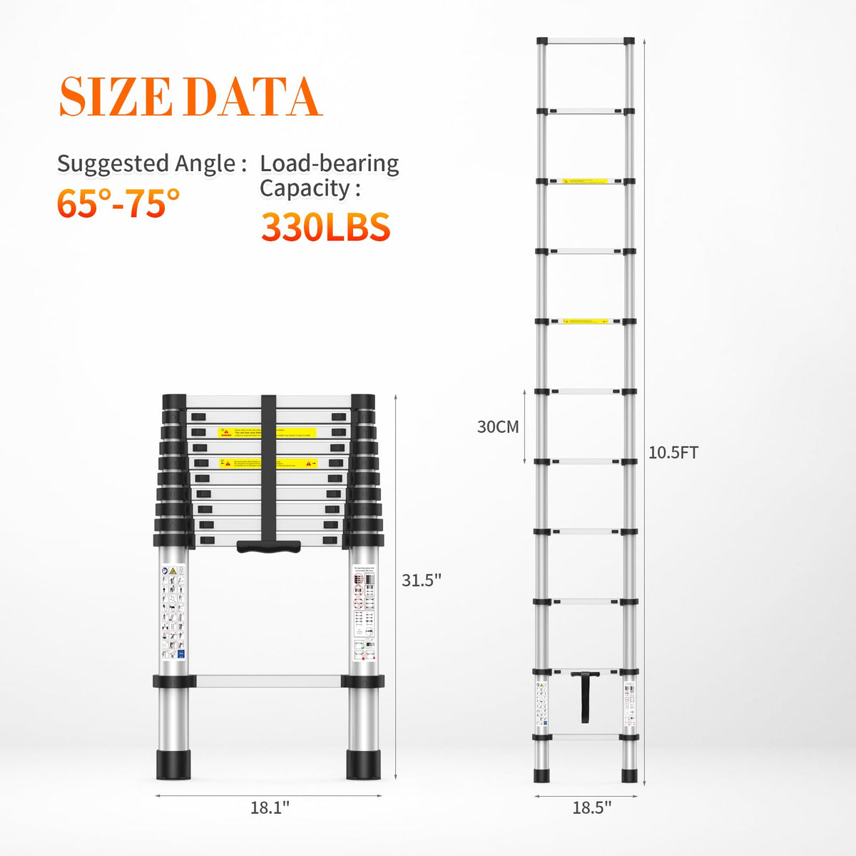10.5FT Aluminum Telescoping Ladder T49297