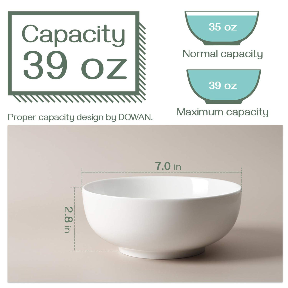 7" & 4.5" White Ceramic Bowls Set of 4 L8127