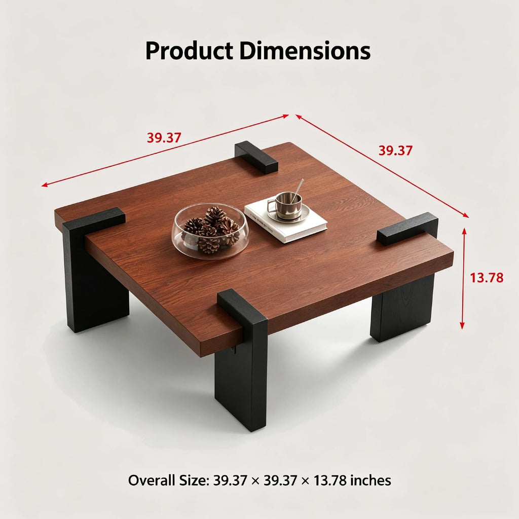 Walnut Coffee Table with Black Wood Legs G1470