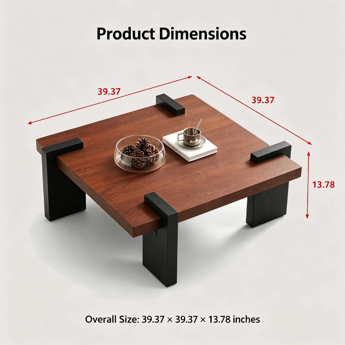 Walnut Coffee Table with Black Wood Legs G1470