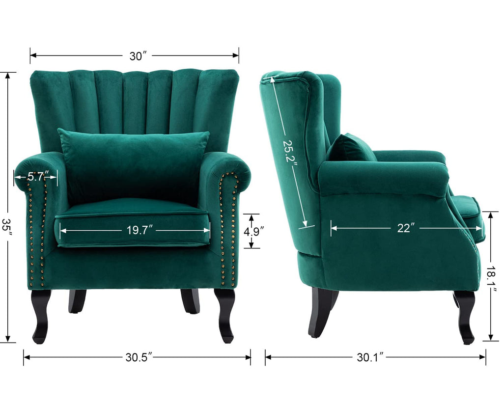 Velvet Accent Chairs Set of 2 Green U315