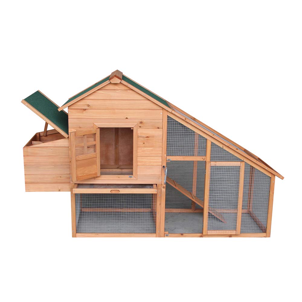 Wooden Chicken Coop with Waterproof Roof and Nesting Box W69013