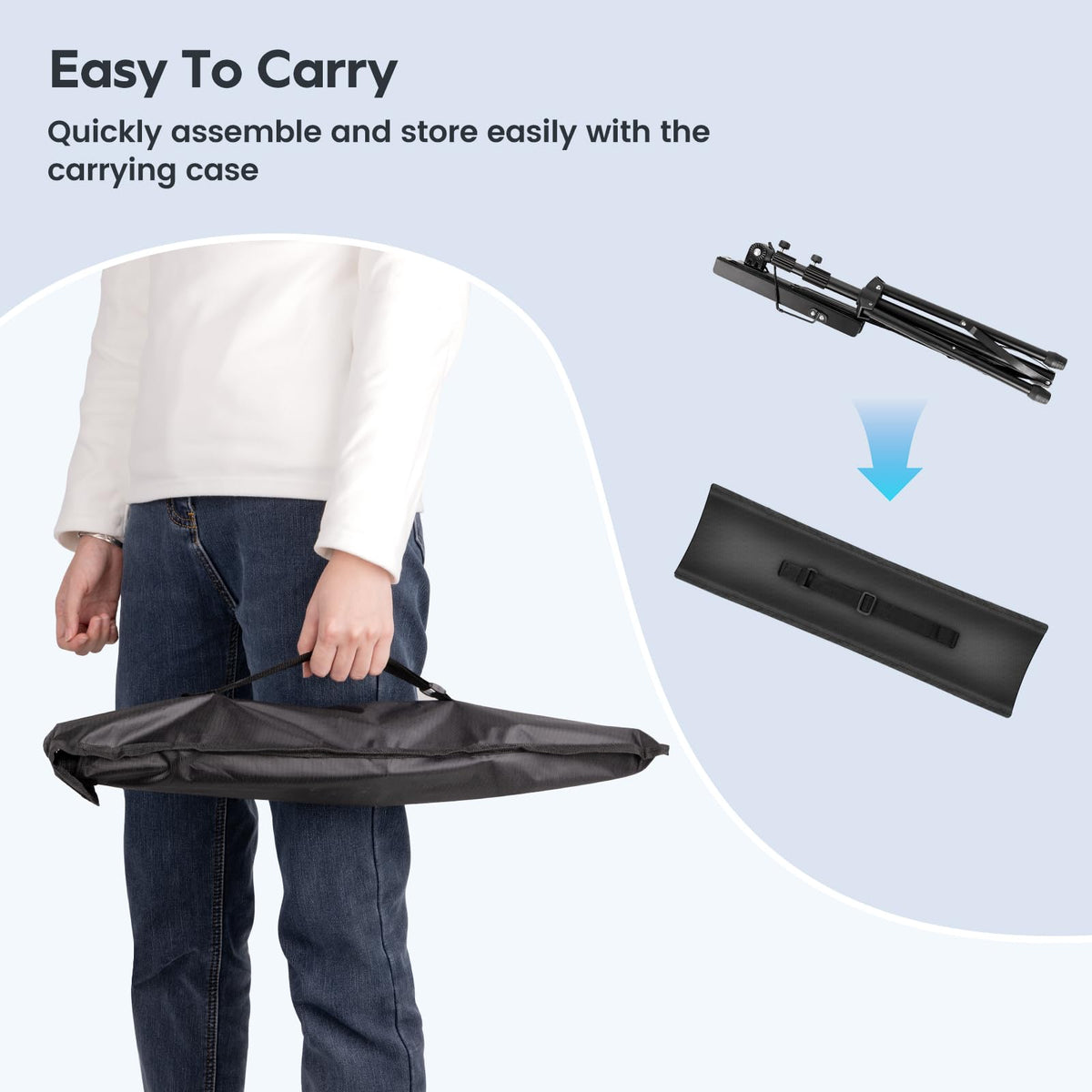 Black Adjustable Metal Music Stand with Carrying Bag C407