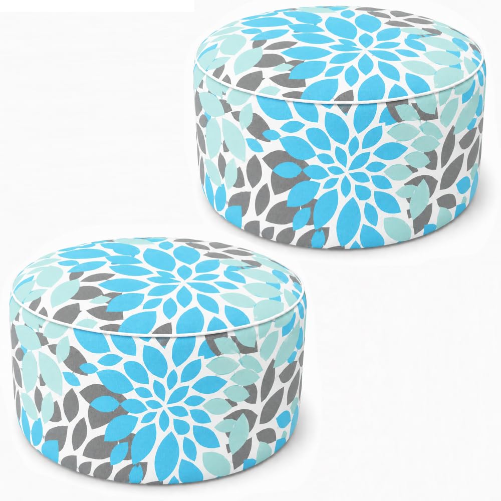 Inflatable Outdoor Ottoman 2 Pack Teal Grey V45348