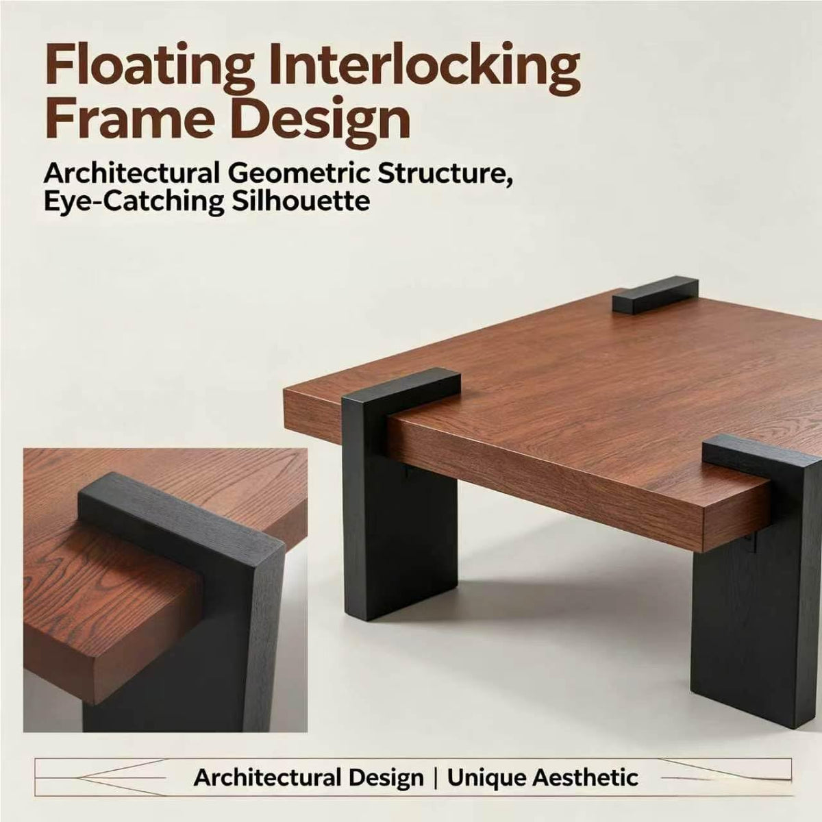 Walnut Coffee Table with Black Wood Legs G1470