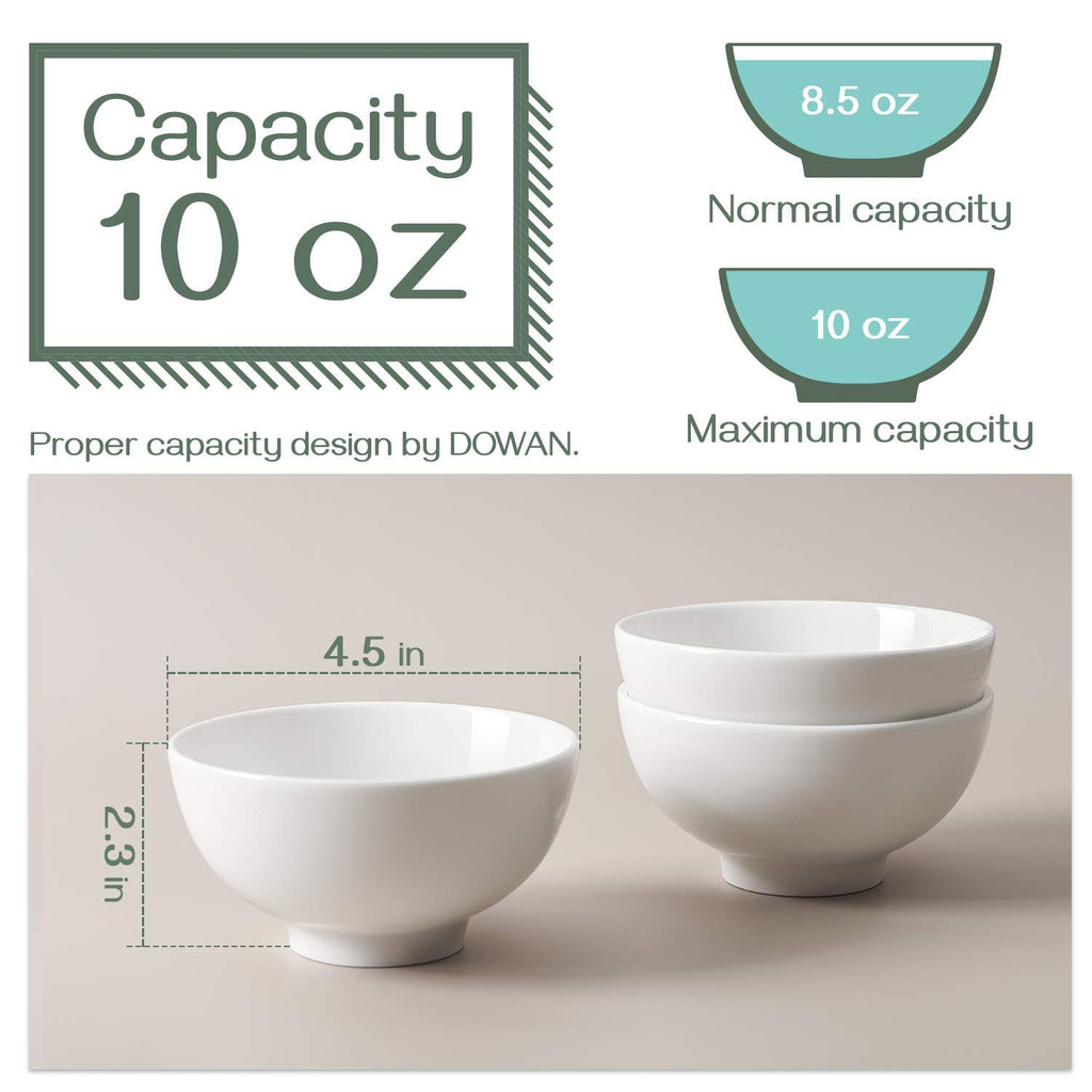 7" & 4.5" White Ceramic Bowls Set of 4 L8127