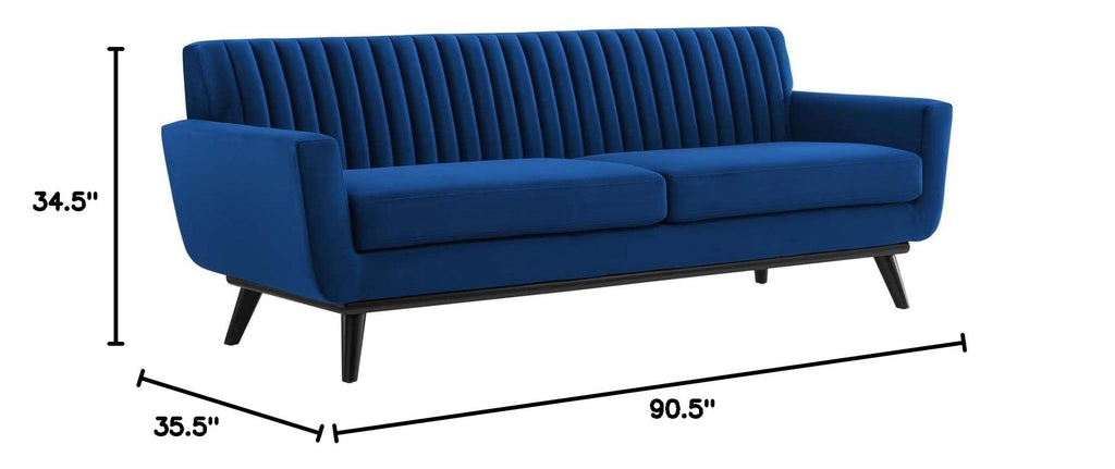Navy Channel Tufted Performance Velvet Sofa W3830
