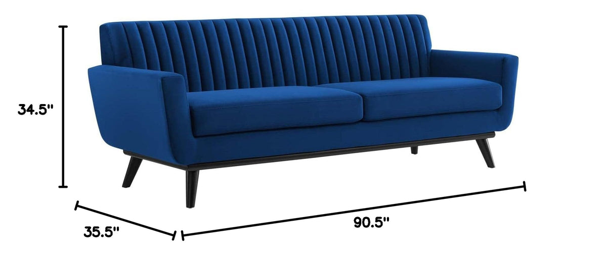 Navy Channel Tufted Performance Velvet Sofa W3830