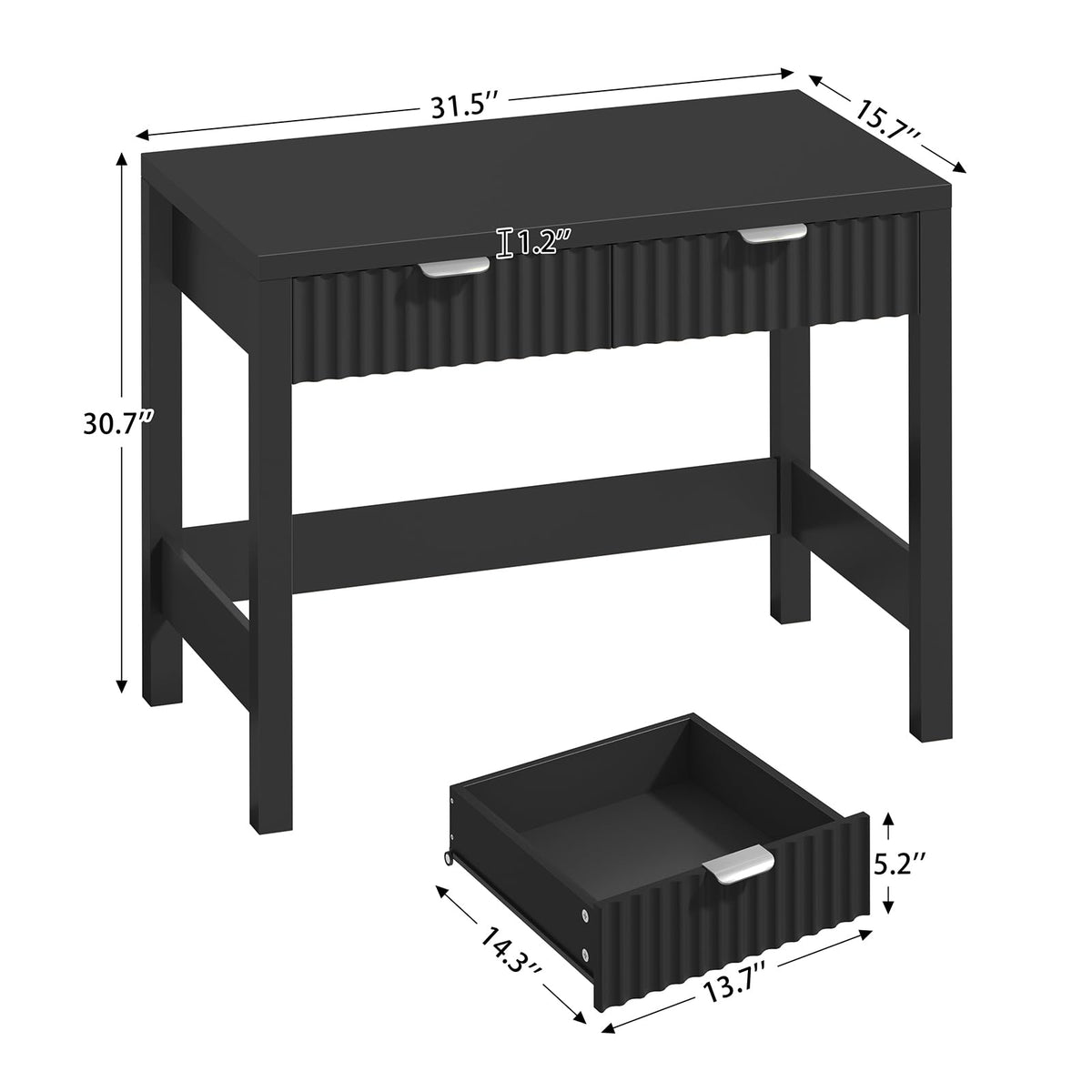 32 Inch Fluted Computer Desk with 2 Drawers Z5826