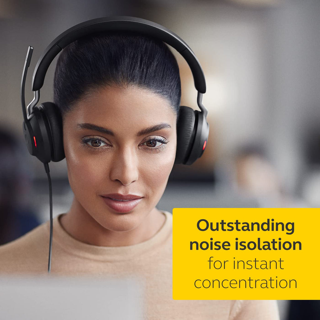 Wired Stereo Noise-Cancelling Headset with 3-Microphone Call Technology and USB-A Cable Black K351