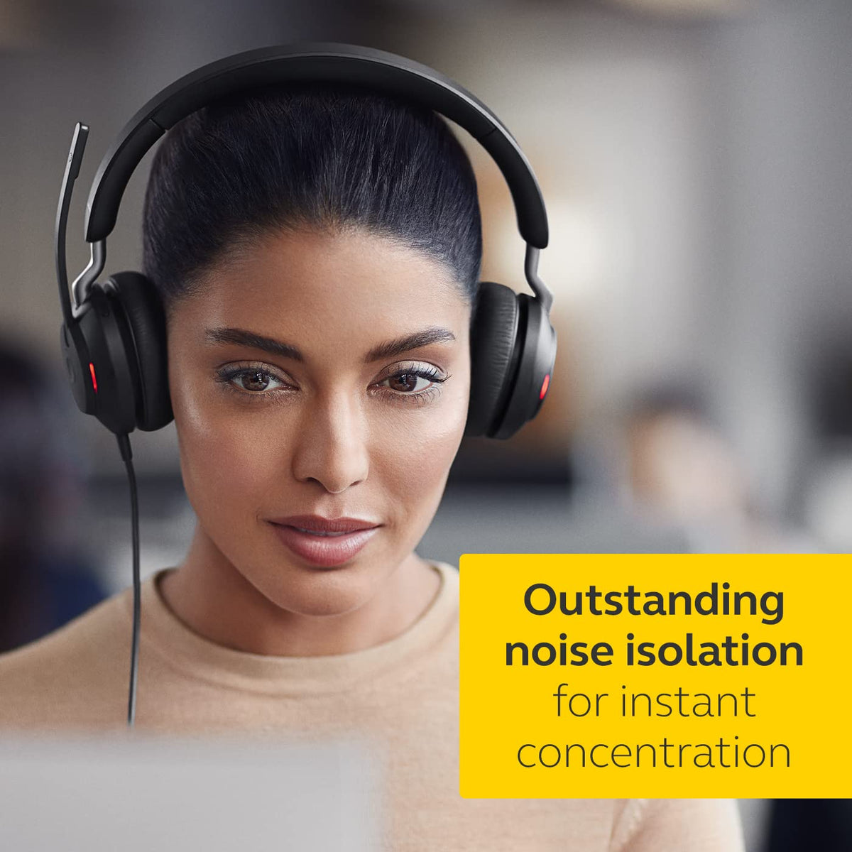 Wired Stereo Noise-Cancelling Headset with 3-Microphone Call Technology and USB-A Cable Black K351