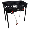 Propane Double Burner Camp Stove with Windscreen and Removable Legs Z95835