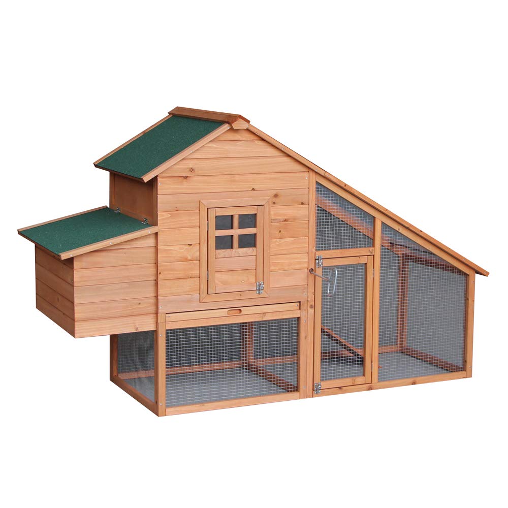 Wooden Chicken Coop with Waterproof Roof and Nesting Box W69013