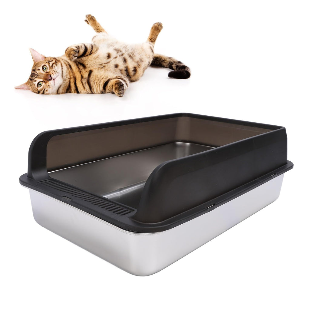Stainless Steel High Sided Cat Litter Box with Lid S340868