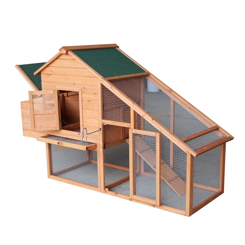 Wooden Chicken Coop with Waterproof Roof and Nesting Box W69013