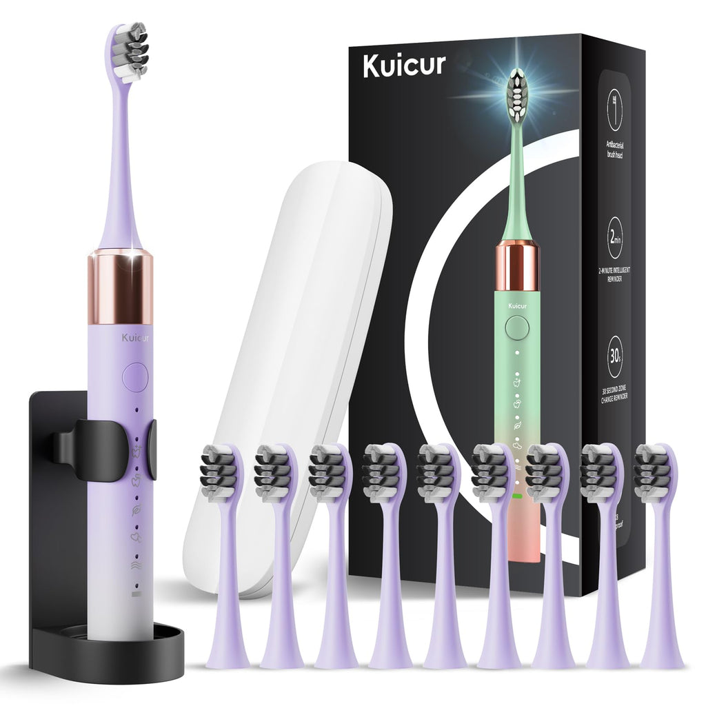 2 Pack Electric Toothbrush Black and Purple White S8262