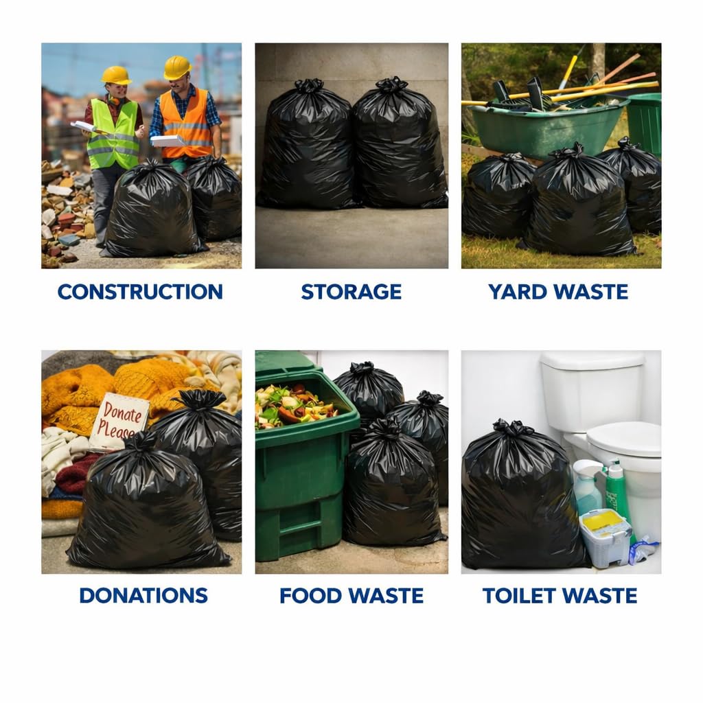 Black 40-45 Gallon Heavy Duty 1.5 Mil Trash Bags Pack of 100 F55553