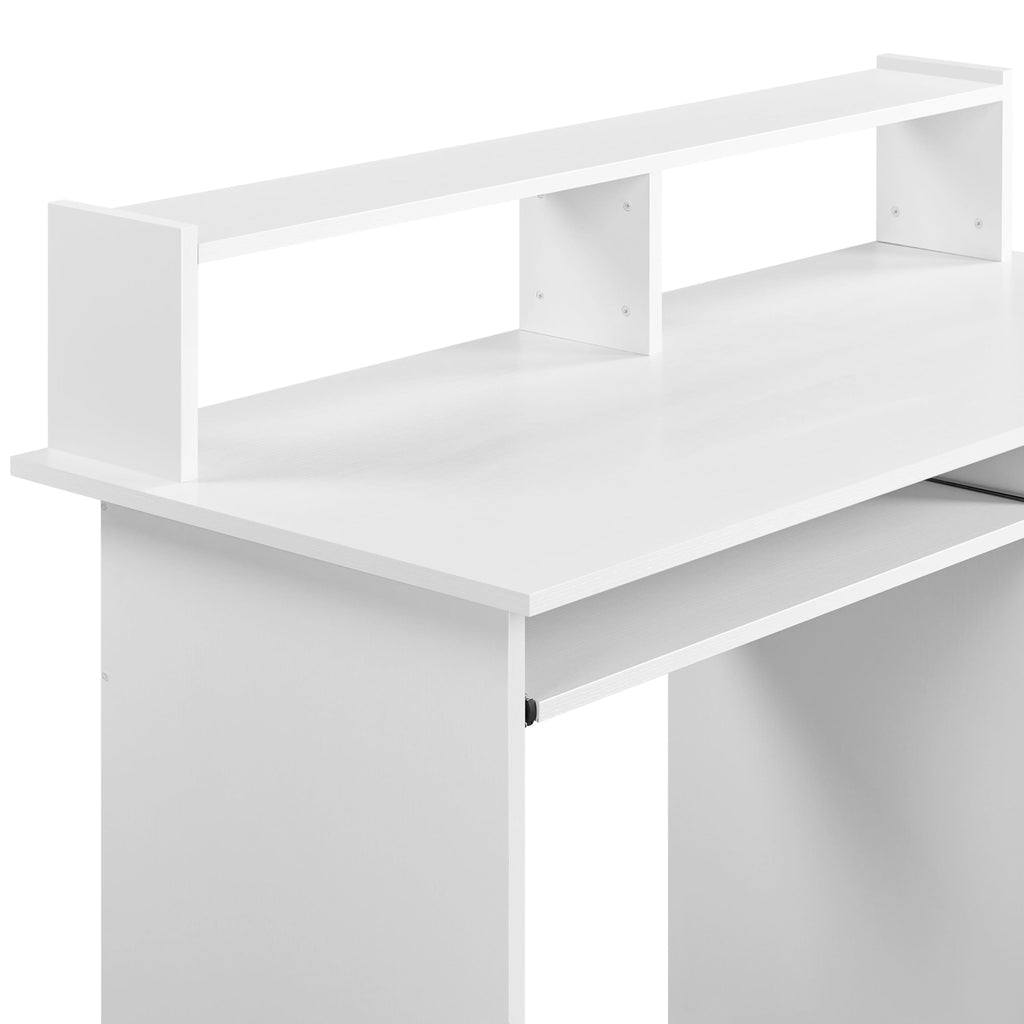 White Computer Desk with Keyboard Tray, Drawers, and Shelves G74662