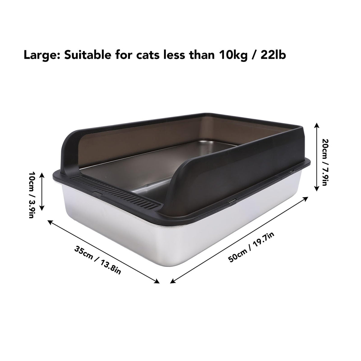 Stainless Steel High Sided Cat Litter Box with Lid S340868