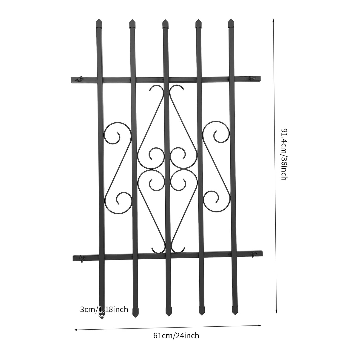 Black 24 x 36 Inch 2PCS Heavy Duty Window Security Bars X822