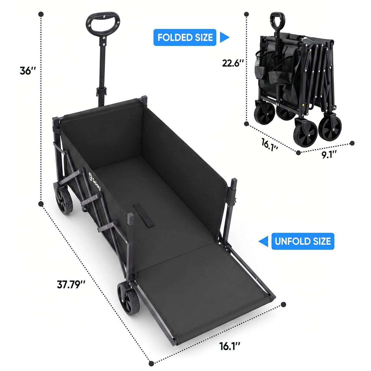 Collapsible Wagon with Tailgate, 300 lb Capacity R862058