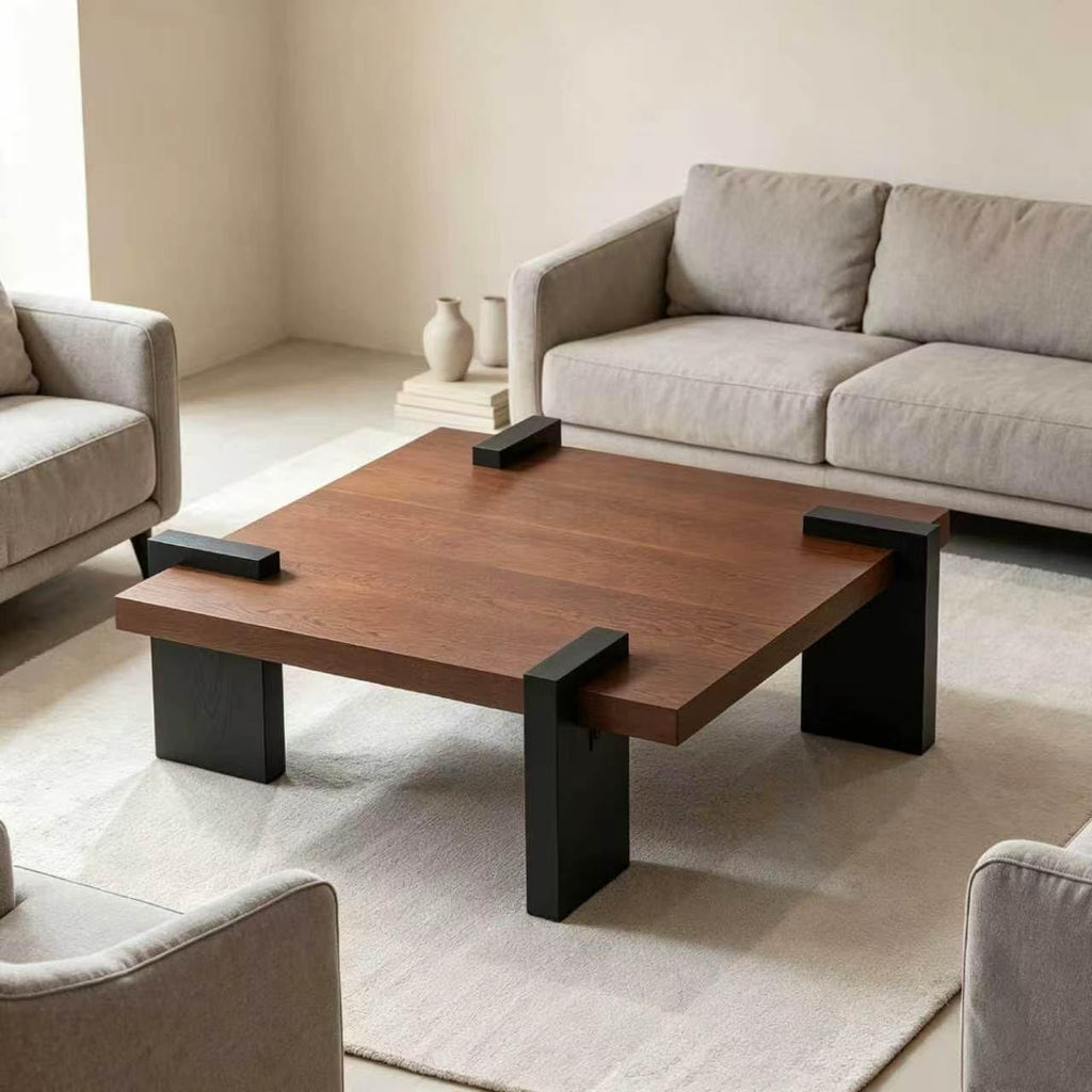 Walnut Coffee Table with Black Wood Legs G1470