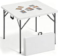 34'' White Folding Card Table with Handle & Steel Legs N118