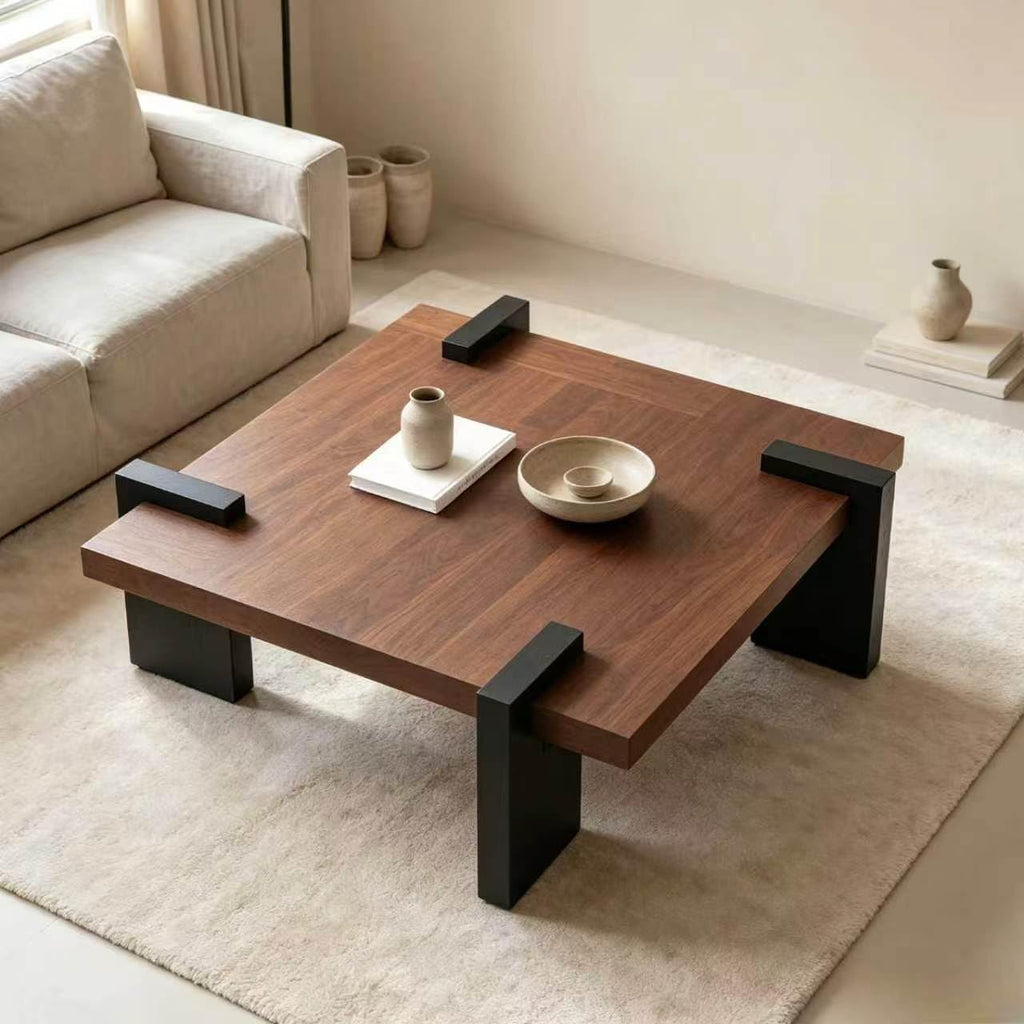 Walnut Coffee Table with Black Wood Legs G1470