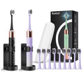 2 Pack Electric Toothbrush Black and Purple White S8262